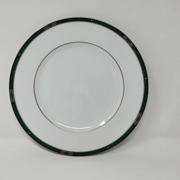 Noritake Emerald Crest 4130 Dinner Plate 10.5” Green Gold White NWT - Picture 1 of 16